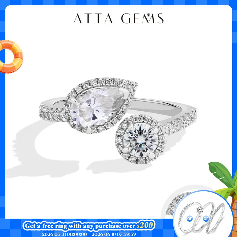 ATTAGEMS Luxury Pear Cut Moissanite Open Rings For Women Real s925 Silver Two Stone Engagement Band Bridal Promise Jewelry Gifts
ATTAGEMS Luxury Pear Cut Moissanite Open Rings For Women Real s925 Silver Two Stone Engagement Band Bridal Promise Jewelry Gifts