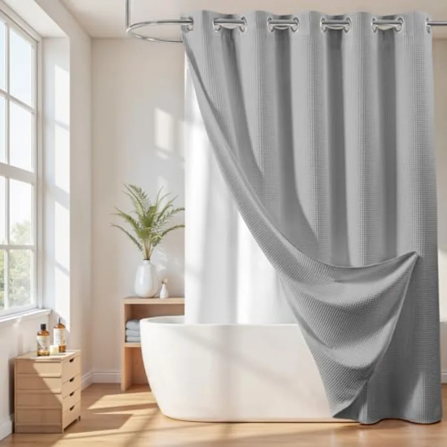 Grey Cotton Blend Shower Curtain with Snap in Liner, No Hook Heavy Duty Shower Curtains for Bathroom, Hotel Grade, Water Repell
Grey Cotton Blend Shower Curtain with Snap in Liner, No Hook Heavy Duty Shower Curtains for Bathroom, Hotel Grade, Water Repell