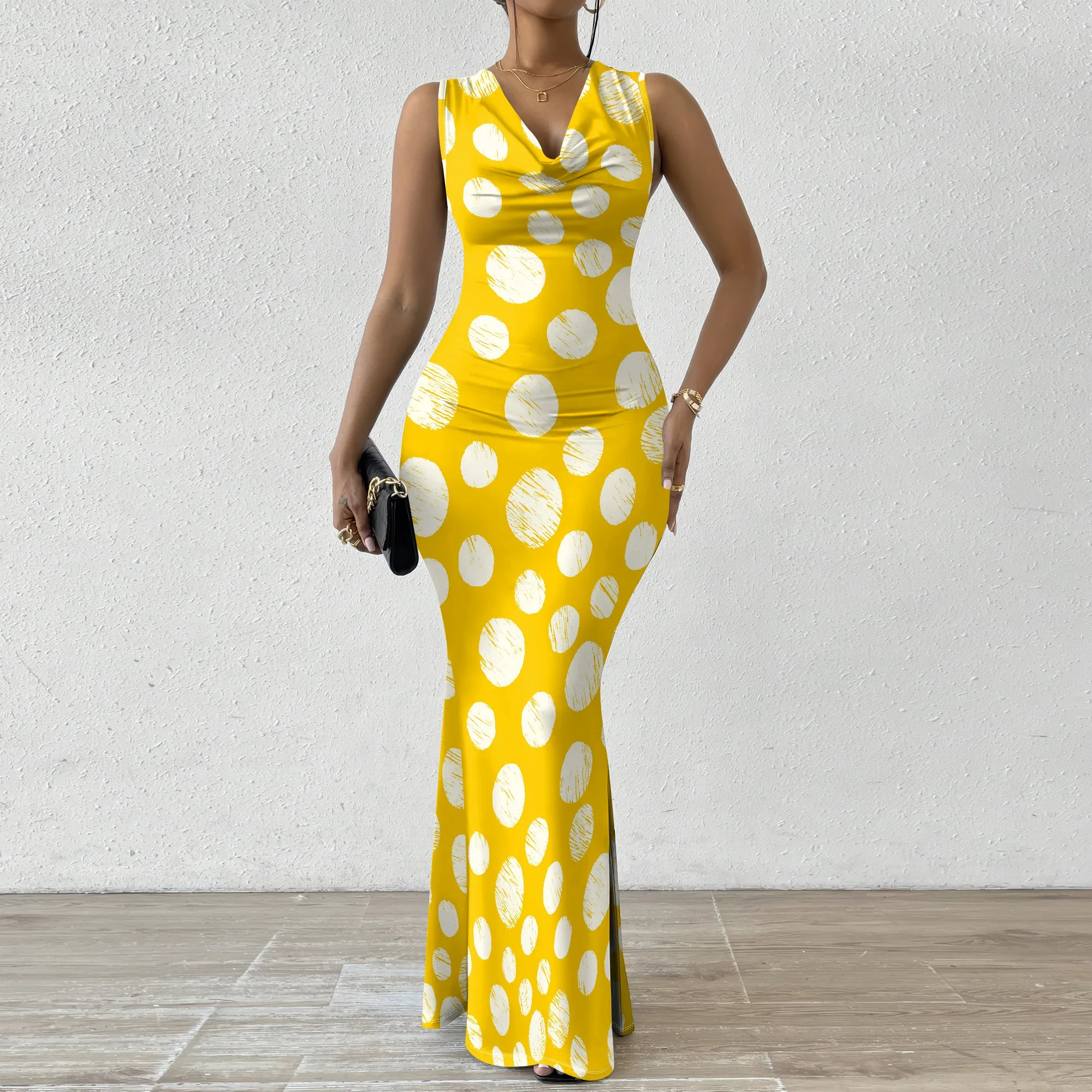 "Yellow Polka Dot Print Maxi Dress Sleeveless V-Neck Bodycon Dress for Women XS-2XL Trendy Casual Wear or Day Out Dress
"Yellow Polka Dot Print Maxi Dress Sleeveless V-Neck Bodycon Dress for Women XS-2XL Trendy Casual Wear or Day Out Dress