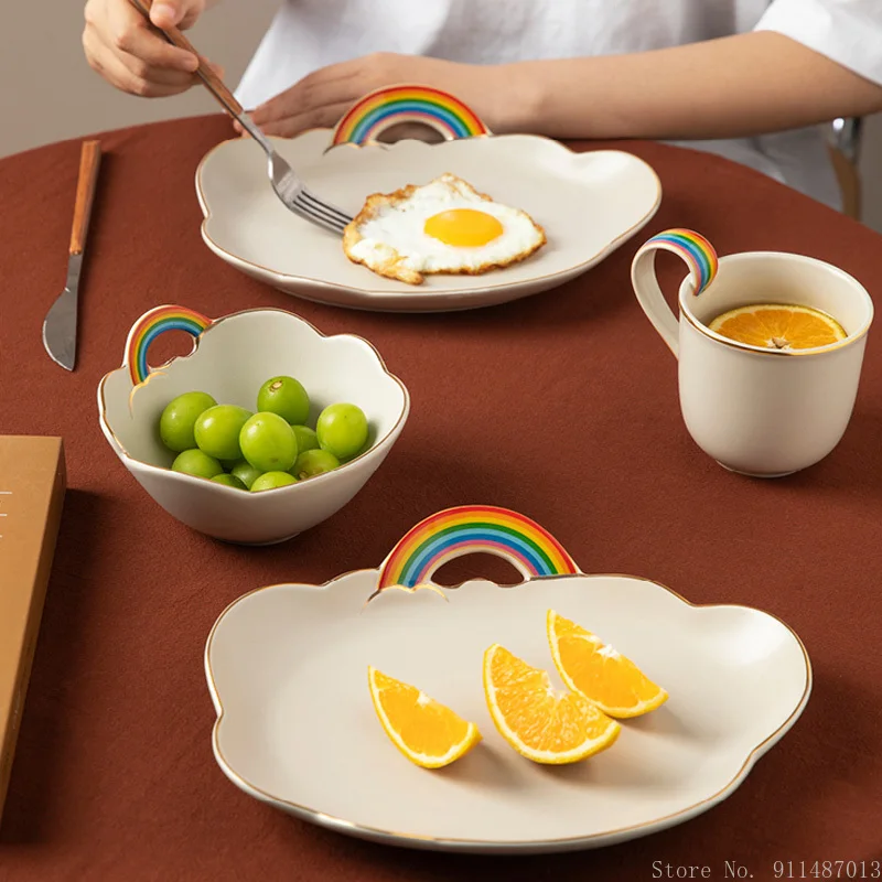 Creative household kitchen supplies breakfast cup rice bowl special-shaped plate rainbow cloud shape one-person tableware set
Creative household kitchen supplies breakfast cup rice bowl special-shaped plate rainbow cloud shape one-person tableware set
