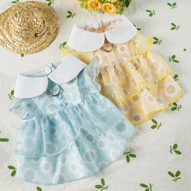 Blue Floral Dog Clothes Small and Medium Dog Summer Split Button Down Yorkshire Lace Lace Polka Dot Traction Dresses
Blue Floral Dog Clothes Small and Medium Dog Summer Split Button Down Yorkshire Lace Lace Polka Dot Traction Dresses