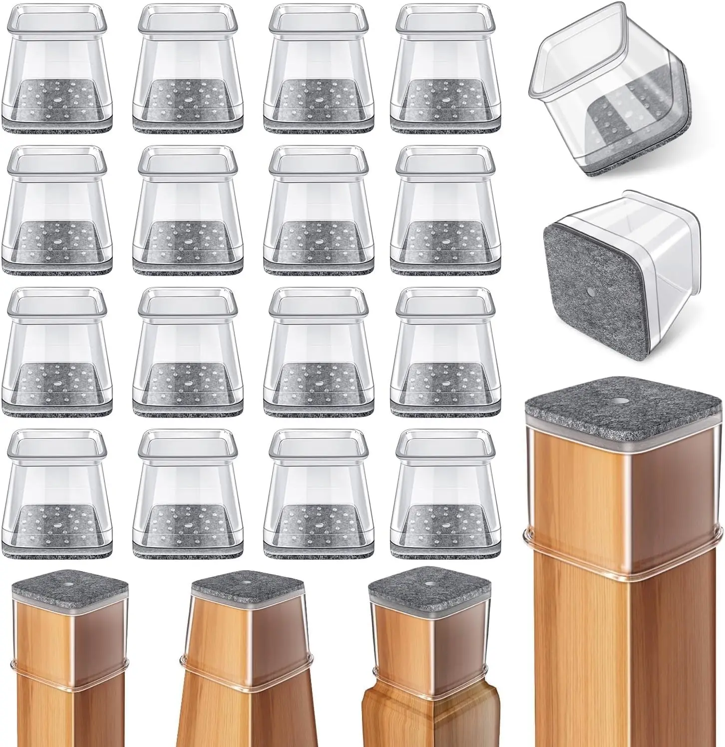 24 Pcs Square Chair Leg Floor Protectors, Silicone Felt Pads for Hardwood Floors (1-1/16" to 1-5/8")
24 Pcs Square Chair Leg Floor Protectors, Silicone Felt Pads for Hardwood Floors (1-1/16" to 1-5/8")