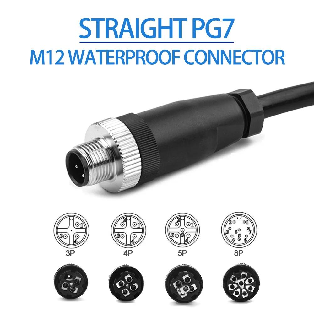 M12-PG7 Straight Aviation Connector Waterproof Male Plug And Female Socket Electrical Cable Screw Threaded Coupling 3/4/5/8 Pin
M12-PG7 Straight Aviation Connector Waterproof Male Plug And Female Socket Electrical Cable Screw Threaded Coupling 3/4/5/8 Pin