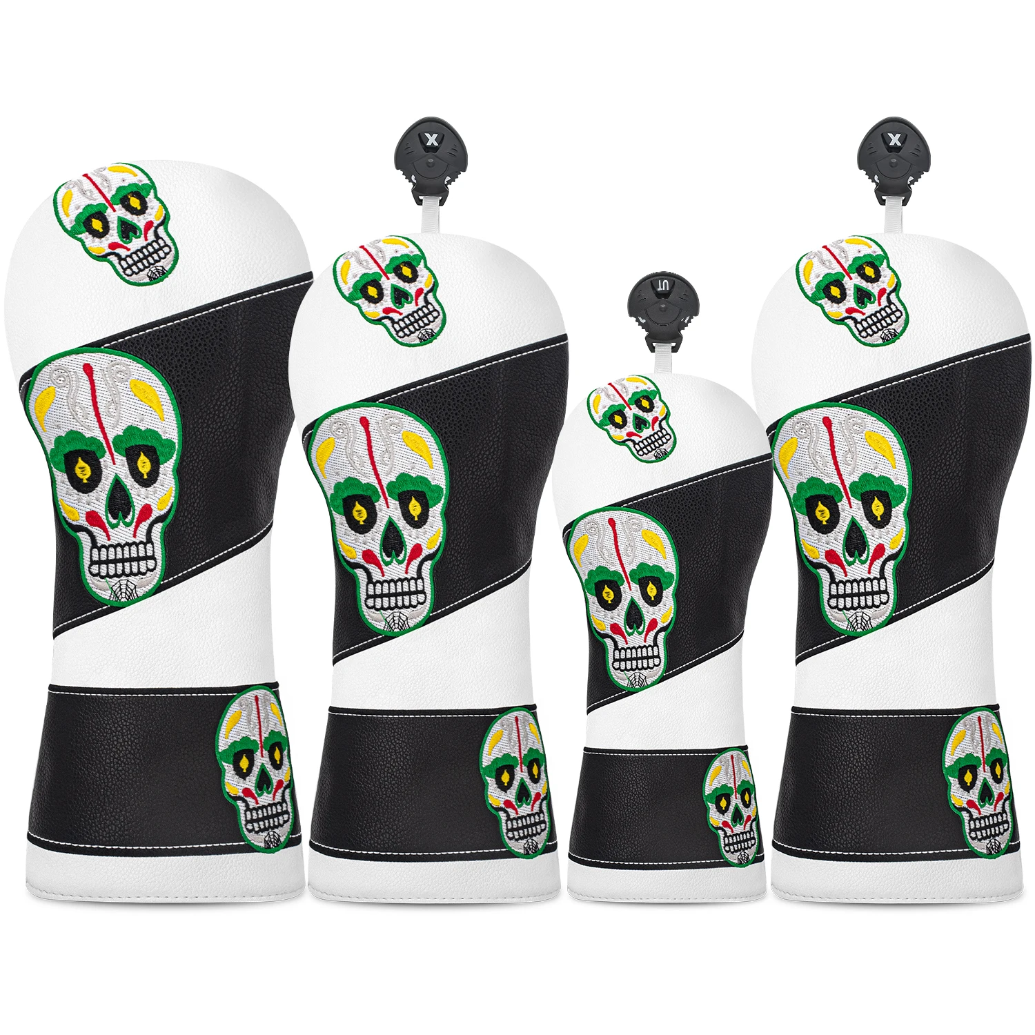 Black and white golf club cover with skull design, golf protective cover, stylish and durable, club head cover, golf accessories
Black and white golf club cover with skull design, golf protective cover, stylish and durable, club head cover, golf accessories