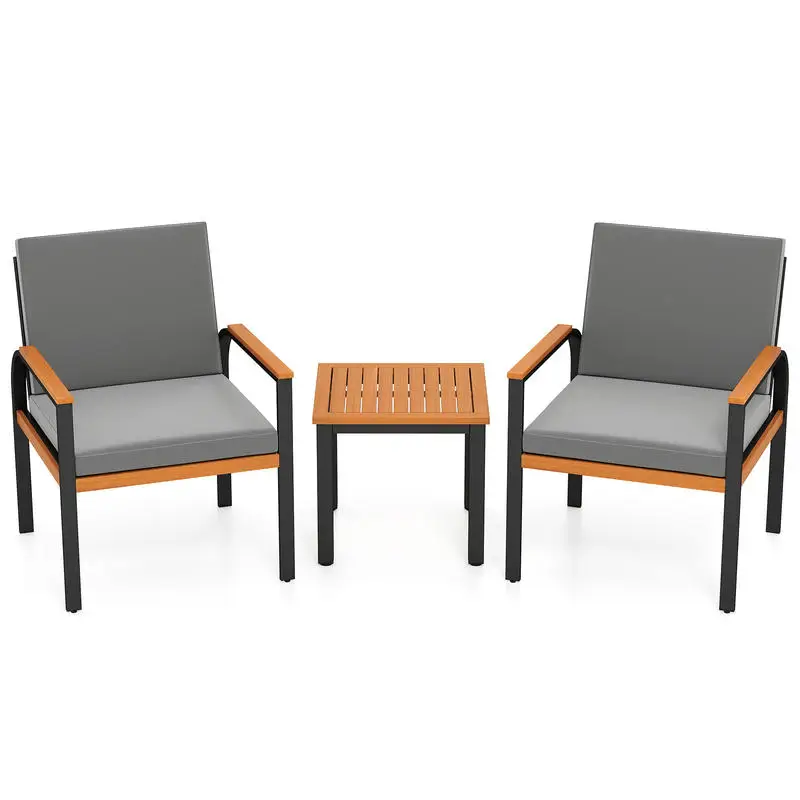 3 Piece Patio Furniture Set Outdoor Conversation Set with Coffee Table-Grey
3 Piece Patio Furniture Set Outdoor Conversation Set with Coffee Table-Grey