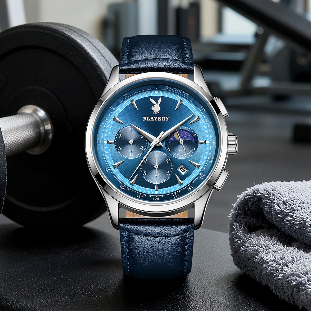 PLAYBOY 3118 Sports Men's Watch Moon Phase Quartz Watch Wristwatch Waterproof Luminous Date Casual Fashion Watches for Man Reloj
PLAYBOY 3118 Sports Men's Watch Moon Phase Quartz Watch Wristwatch Waterproof Luminous Date Casual Fashion Watches for Man Reloj