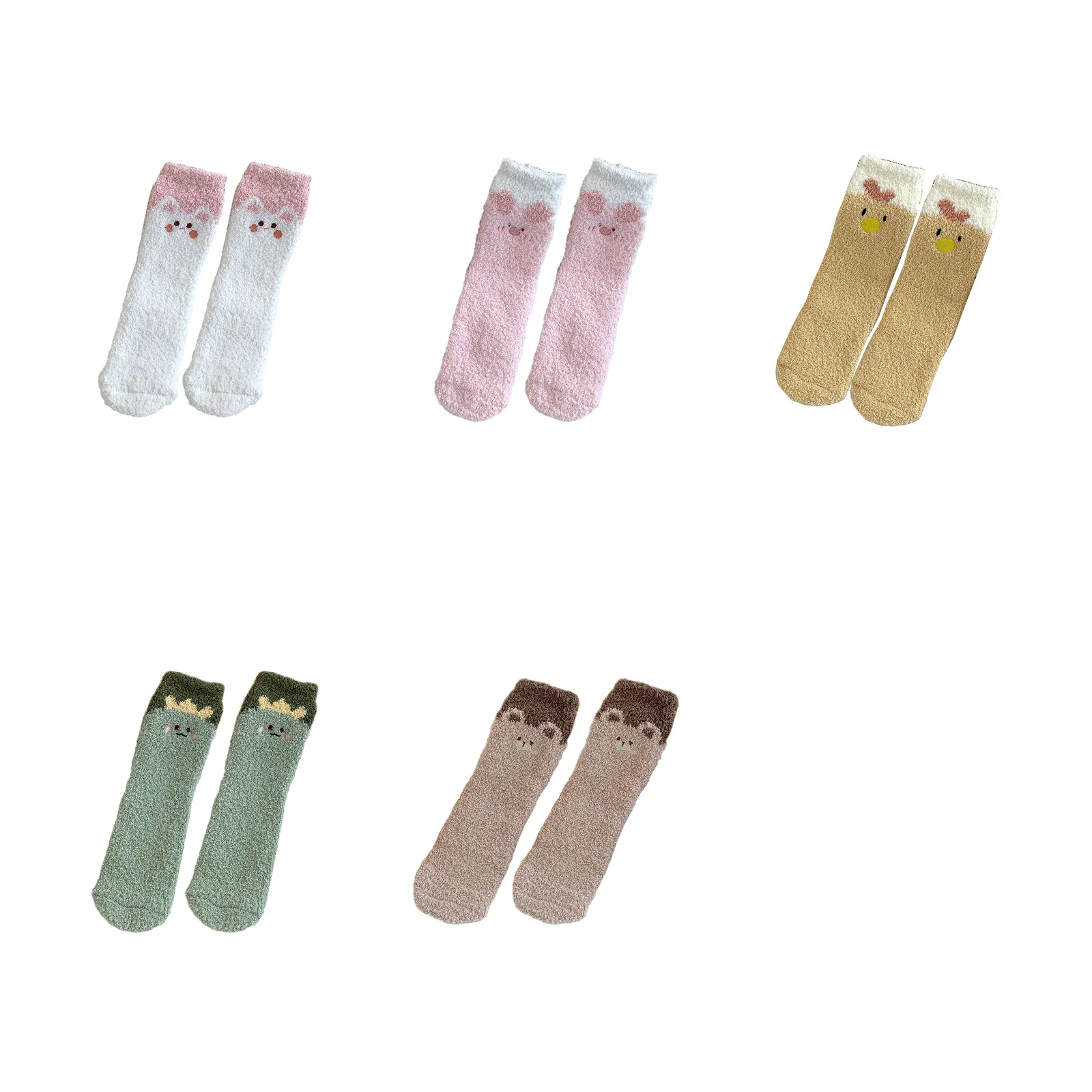 Японские мультяшные милые носки-тапочки из кораллового флиса, комбинация из пяти цветов (по одному пару каждого цвета: белый/розовый/желтый/зеленый/кофейный)
Японские мультяшные милые носки-тапочки из кораллового флиса, комбинация из пяти цветов (по одному пару каждого цвета: белый/розовый/желтый/зеленый/кофейный)