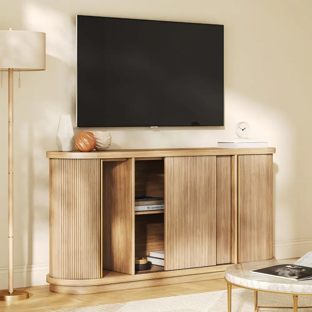 67 Wide 32 High Curved TV Stand with Sliding Door, Entertainment Center for 75 TVs, Living Room Furniture
67 Wide 32 High Curved TV Stand with Sliding Door, Entertainment Center for 75 TVs, Living Room Furniture