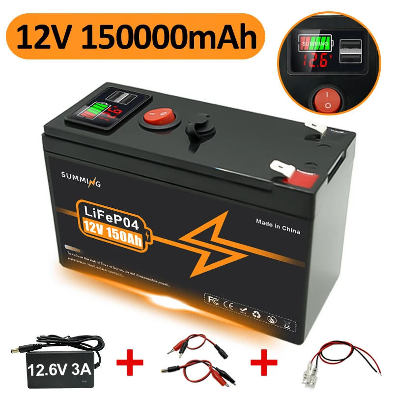 12V 150Ah Lithium LiFePO4 Deep Cycle Battery for Off-Grid Applications, Solar,Fish Finder,Lighting, Power Wheels Built-in BMS
12V 150Ah Lithium LiFePO4 Deep Cycle Battery for Off-Grid Applications, Solar,Fish Finder,Lighting, Power Wheels Built-in BMS