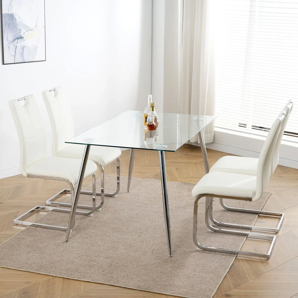 Modern Dining Chairs with Faux Leather Padded Seat Dining Living Room Chairs, Dining Room Side Chairs Set of 4
Modern Dining Chairs with Faux Leather Padded Seat Dining Living Room Chairs, Dining Room Side Chairs Set of 4