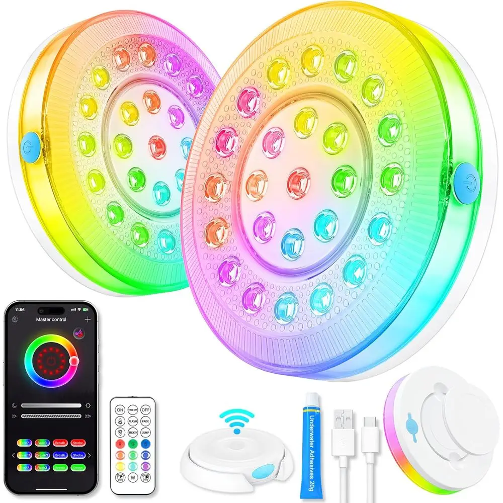 Подводный светильник для бассейна, перезаряжаемый, умный, магнитный, плавающий, с пультом ДУ и управлением через приложение, 4000 мАч, 300+ уровней яркости, IP68, водонепроницаемый
Подводный светильник для бассейна, перезаряжаемый, умный, магнитный, плавающий, с пультом ДУ и управлением через приложение, 4000 мАч, 300+ уровней яркости, IP68, водонепроницаемый