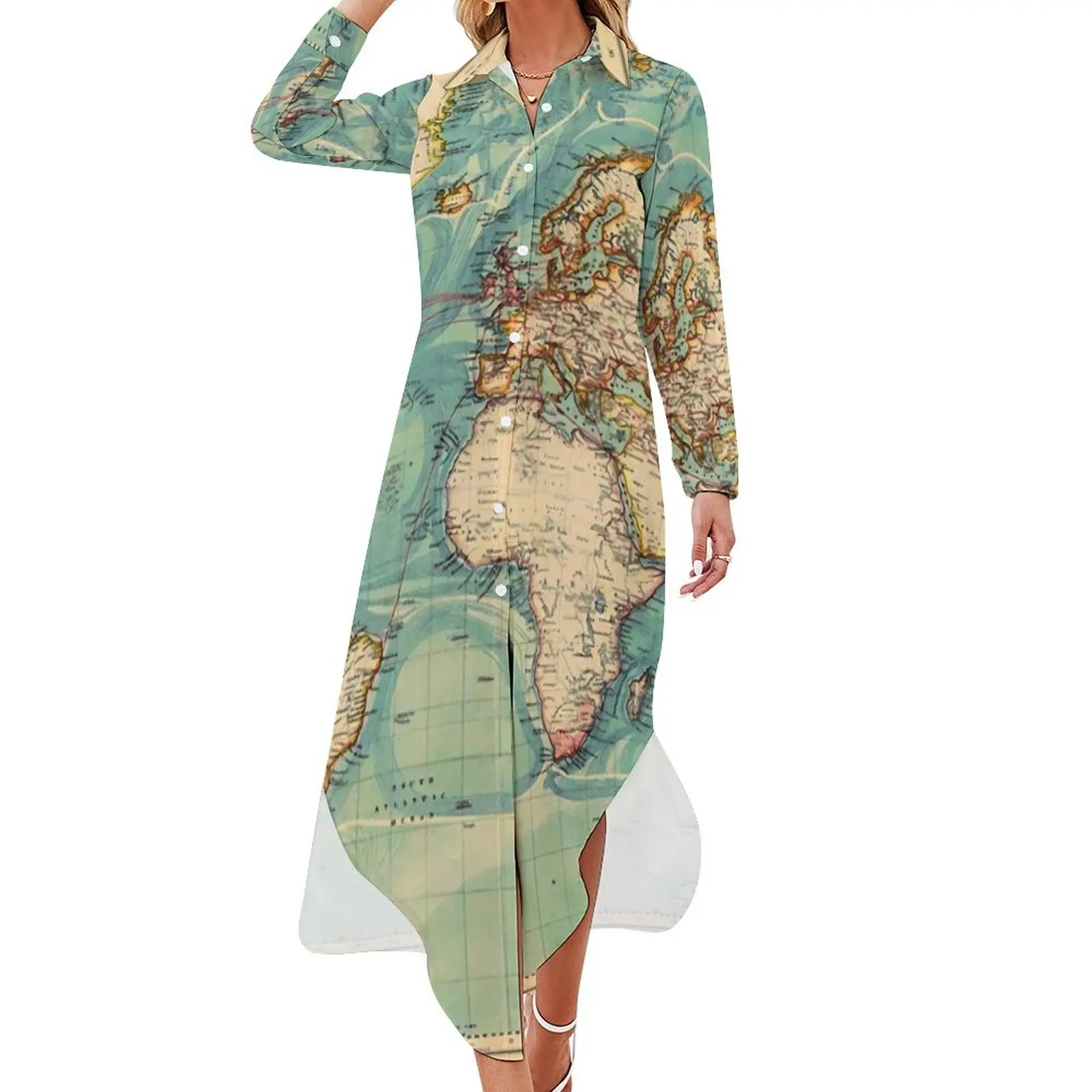 World Map Chiffon Dress Vintage Map of The World 1883 Beach Dresses Women Long Sleeve Street Fashion V Neck Design Casual Dress
World Map Chiffon Dress Vintage Map of The World 1883 Beach Dresses Women Long Sleeve Street Fashion V Neck Design Casual Dress