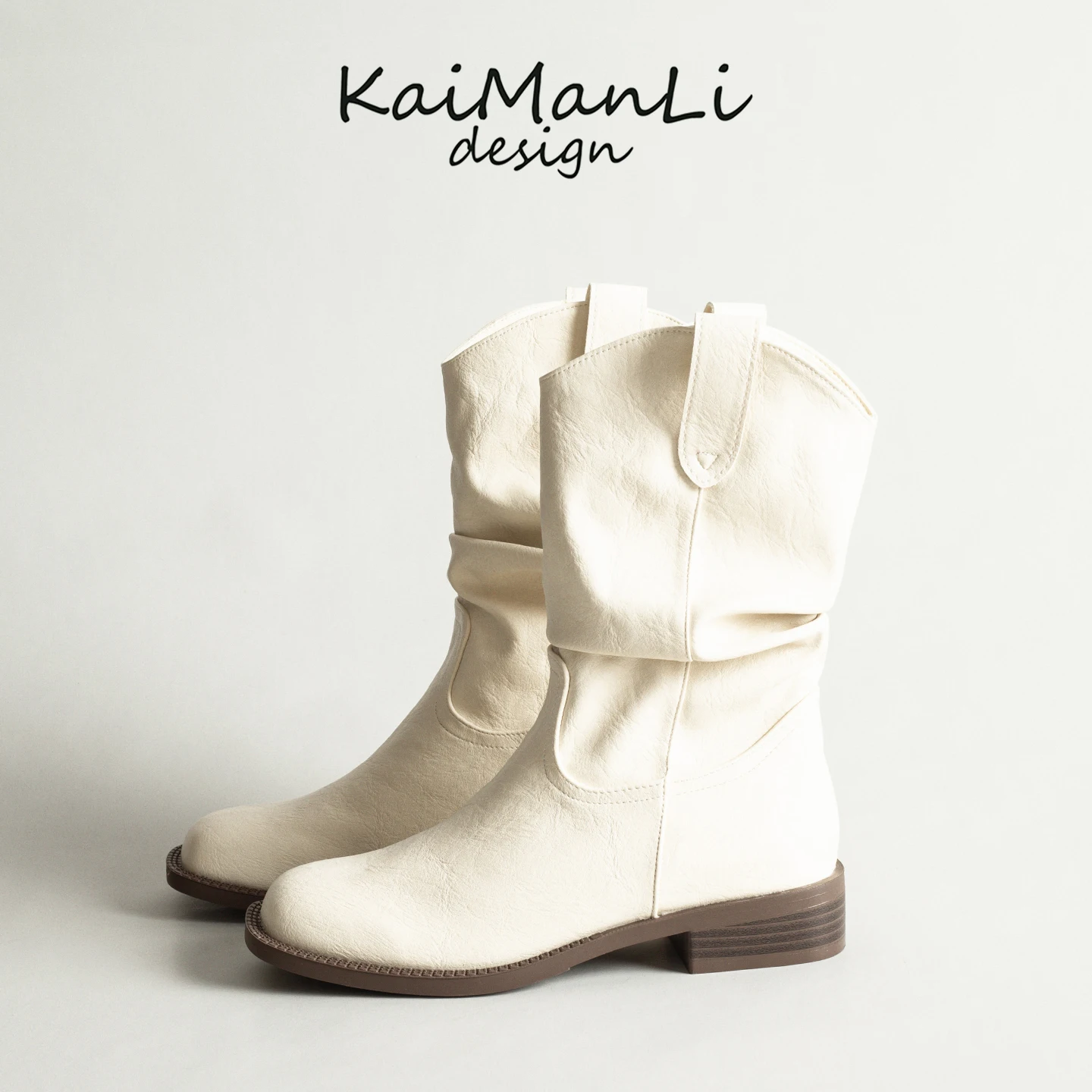 White Genuine Leather Western Cowboy Boots Retro Mid-Calf round Toe Women's New Style Thick Heel Slimming Pleated Fashion Boots
White Genuine Leather Western Cowboy Boots Retro Mid-Calf round Toe Women's New Style Thick Heel Slimming Pleated Fashion Boots