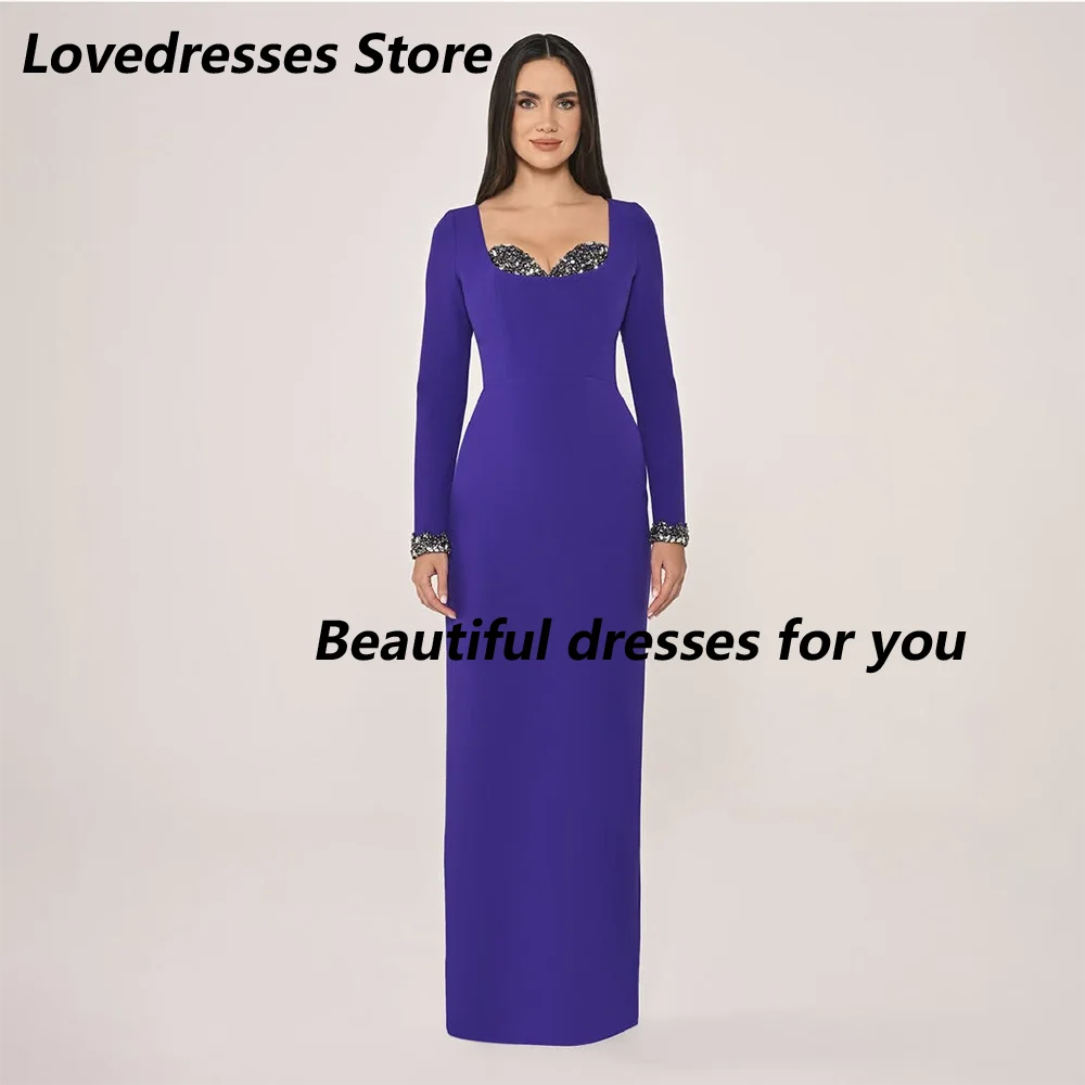 Purple Evening Dress Customized Sweetheart Neck Beading Long Sleeves Jersey Floor Length Sheath Eevning Gowns Prom Dresses
Purple Evening Dress Customized Sweetheart Neck Beading Long Sleeves Jersey Floor Length Sheath Eevning Gowns Prom Dresses