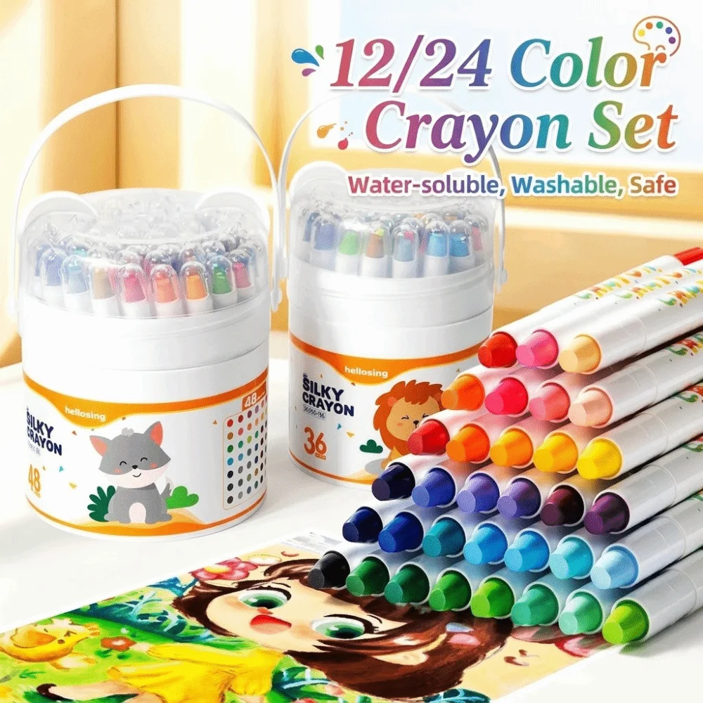 New 12/24 Color Crayon Set Twist-Up Washable Oil Pastels Silky Smooth Blendable Drawing Pen for Travel School Home Art Supplies
New 12/24 Color Crayon Set Twist-Up Washable Oil Pastels Silky Smooth Blendable Drawing Pen for Travel School Home Art Supplies