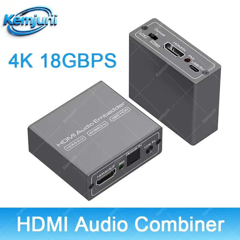 HDMI Converter Supports HD 4K 60HZ Optical and 3.5mm AUX Audio to HDMI Adapter Audio Mixer Suitable for Camera DVD Laptop
HDMI Converter Supports HD 4K 60HZ Optical and 3.5mm AUX Audio to HDMI Adapter Audio Mixer Suitable for Camera DVD Laptop