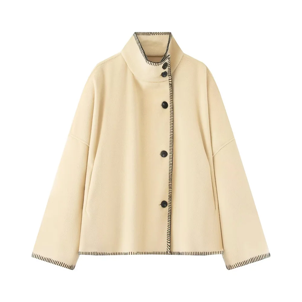 New autumn and winter women's commuting casual fashion versatile high neck long sleeved loose slimming breasted jacket
New autumn and winter women's commuting casual fashion versatile high neck long sleeved loose slimming breasted jacket