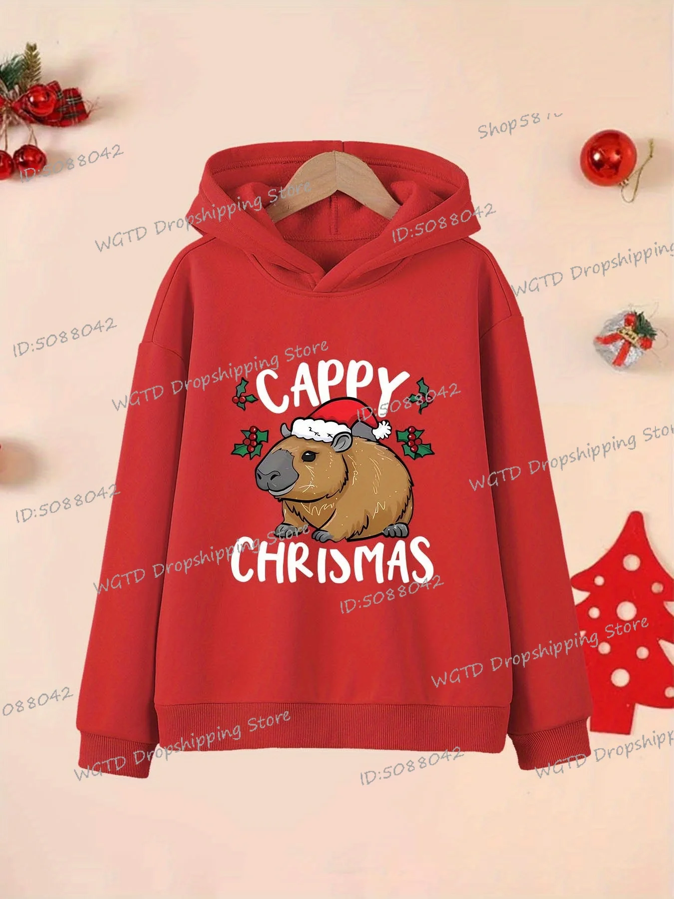 Christmas Capybara Print Hoodie Casual Kids Cozy for Everyday Wear Spring Autumn Cartoon Capybara Pullover Christmas Sweatshirts
Christmas Capybara Print Hoodie Casual Kids Cozy for Everyday Wear Spring Autumn Cartoon Capybara Pullover Christmas Sweatshirts