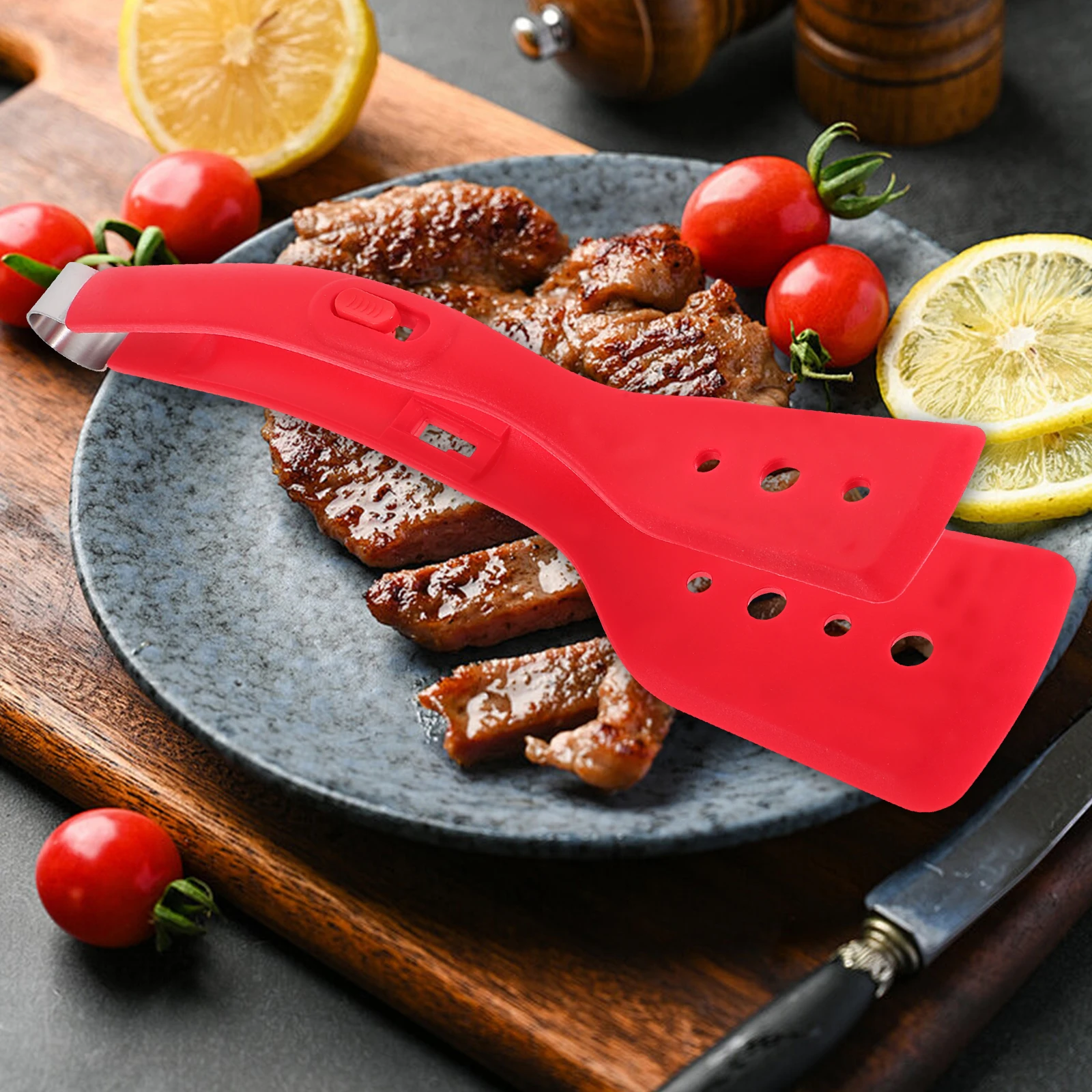 Silicone 2-in-1 Frying Spatula Clamp Food Tong Egg Steak Flipper Fish Turner Red Black Kitchen Tool Set Multi-functional
Silicone 2-in-1 Frying Spatula Clamp Food Tong Egg Steak Flipper Fish Turner Red Black Kitchen Tool Set Multi-functional
