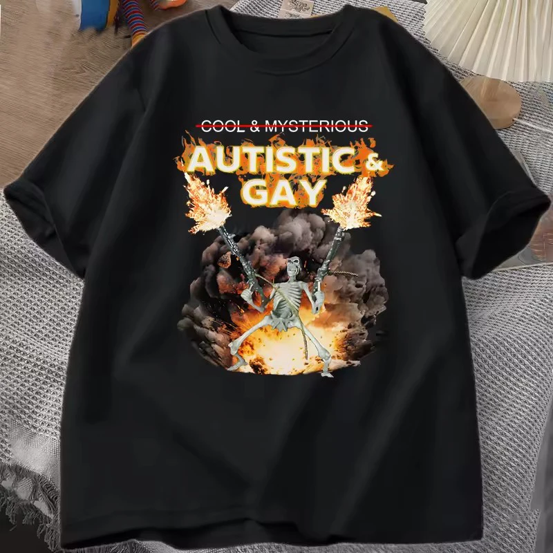 Streetwear Autistic and Gay Skeleton Explosion T Shirt Unhinged Skeleton Autism Meme T-Shirt Short Sleeve Graphic Tees
Streetwear Autistic and Gay Skeleton Explosion T Shirt Unhinged Skeleton Autism Meme T-Shirt Short Sleeve Graphic Tees