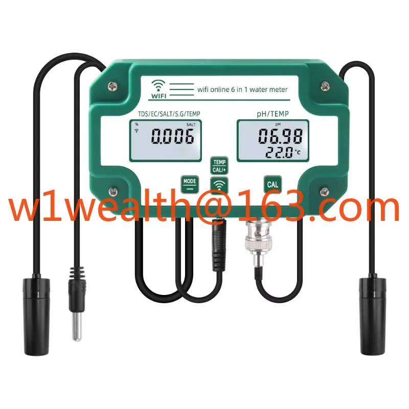 6 in 1 TDS/EC/PH/Salinity/G. S/Tem ph meter Wifi online water quality detector with hydroponic data logger function
6 in 1 TDS/EC/PH/Salinity/G. S/Tem ph meter Wifi online water quality detector with hydroponic data logger function