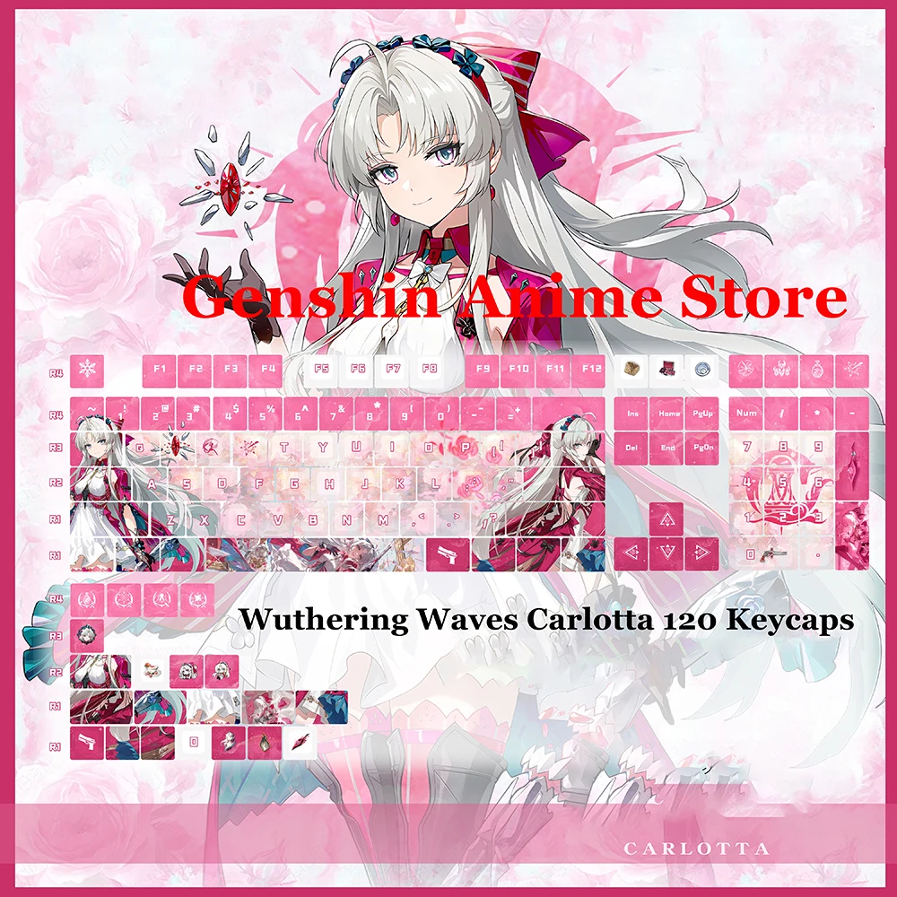 Wuthering Waves Carlotta Pink PBT 120-крылки для ключей, реквизит для косплея, ось с боковой гравировкой Mechanicale Kycaps, игровые настольные принадлежности
Wuthering Waves Carlotta Pink PBT 120-крылки для ключей, реквизит для косплея, ось с боковой гравировкой Mechanicale Kycaps, игровые настольные принадлежности
