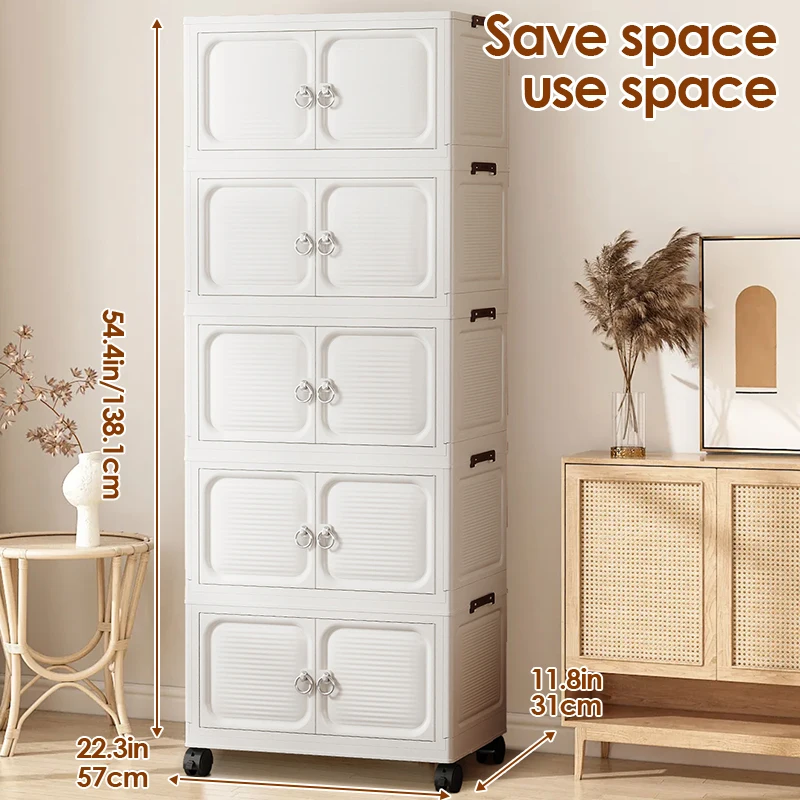Foldable Multi-Layer Magnetic Double Door Storage Cabinet with Wheels, Large Capacity Organizer for Closet Kitchen Home Wardrobe
Foldable Multi-Layer Magnetic Double Door Storage Cabinet with Wheels, Large Capacity Organizer for Closet Kitchen Home Wardrobe