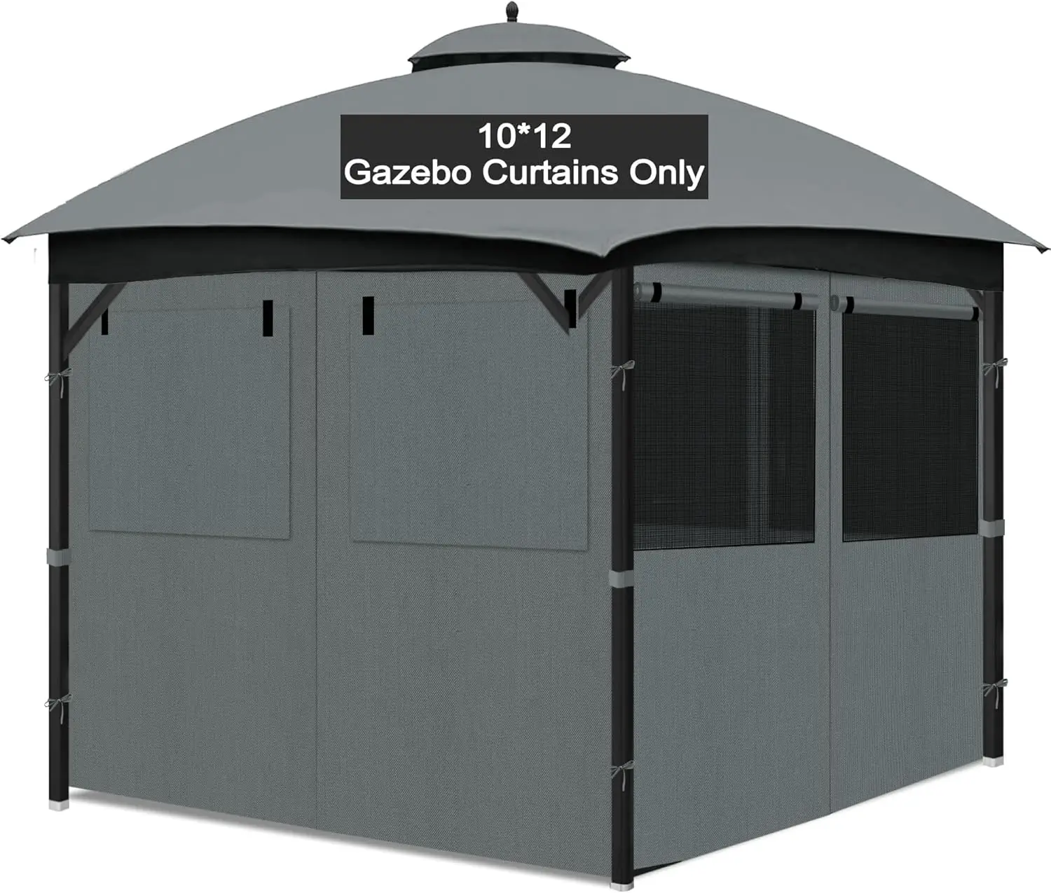 10x12 Gazebo Privacy Curtains with Mosquito Net Windows, 4-Panel Side Walls, Waterproof Outdoor Curtains for Patio, Gray
10x12 Gazebo Privacy Curtains with Mosquito Net Windows, 4-Panel Side Walls, Waterproof Outdoor Curtains for Patio, Gray