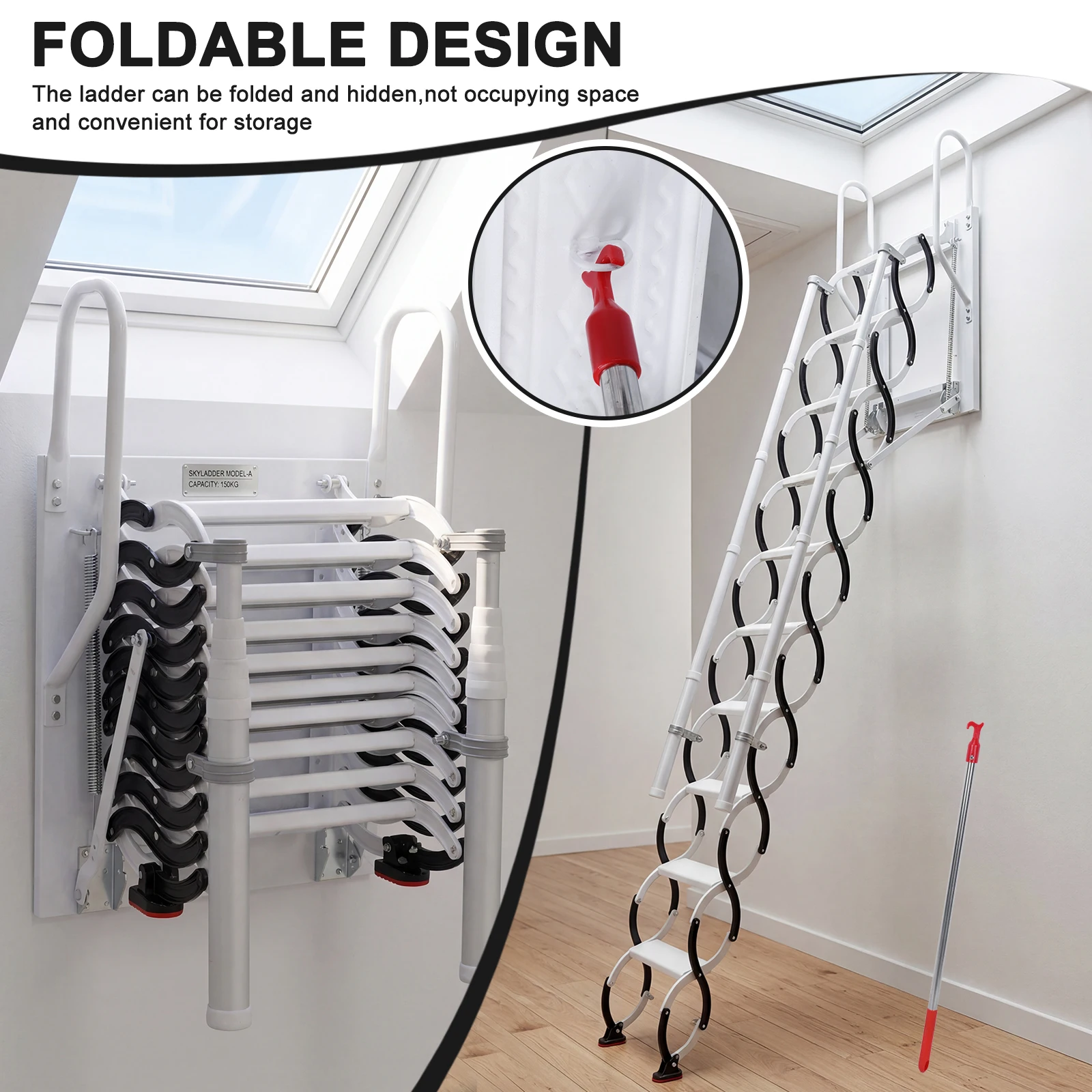 Wall-Mounted Folding Stairs with Handrails Attic Stairs Telescopic Attic Ladder for Home Indoor Outdoor/Storehouse/Basement
Wall-Mounted Folding Stairs with Handrails Attic Stairs Telescopic Attic Ladder for Home Indoor Outdoor/Storehouse/Basement
