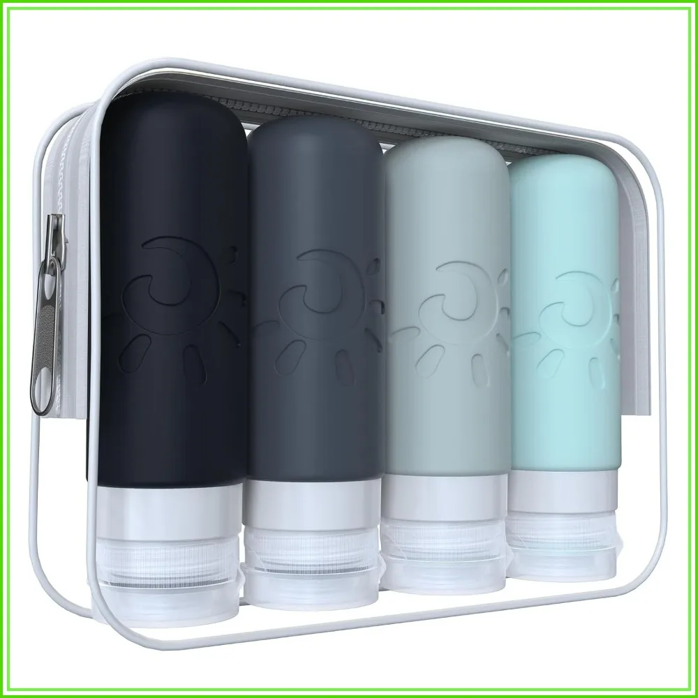 TSA Approved 3oz Leak Proof Travel Bottles Set - Refillable Silicone Containers for Shampoo, Conditioner, Lotion - Leakproof Toiletry Travel Accessories for Airplane, Camping, Gym
TSA Approved 3oz Leak Proof Travel Bottles Set - Refillable Silicone Containers for Shampoo, Conditioner, Lotion - Leakproof Toiletry Travel Accessories for Airplane, Camping, Gym