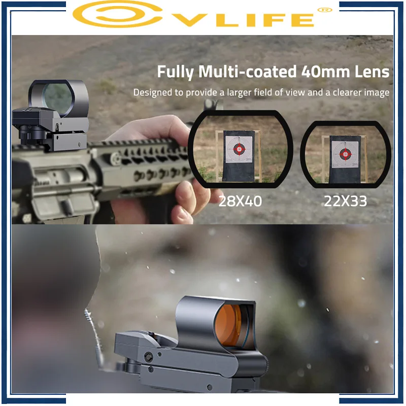 CVLIFE 1x28x40mm Red Dot Sight 4 Adjustable Reticles and 8 Brightness Reflex Sight for Picatinny Rail Absolute Co-Witness
CVLIFE 1x28x40mm Red Dot Sight 4 Adjustable Reticles and 8 Brightness Reflex Sight for Picatinny Rail Absolute Co-Witness