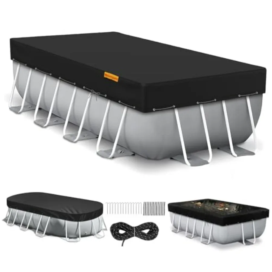 Rectangular solar pool cover for above ground pools, black PVC material, waterproof and dustproof, windproof ropes and ground n
Rectangular solar pool cover for above ground pools, black PVC material, waterproof and dustproof, windproof ropes and ground n