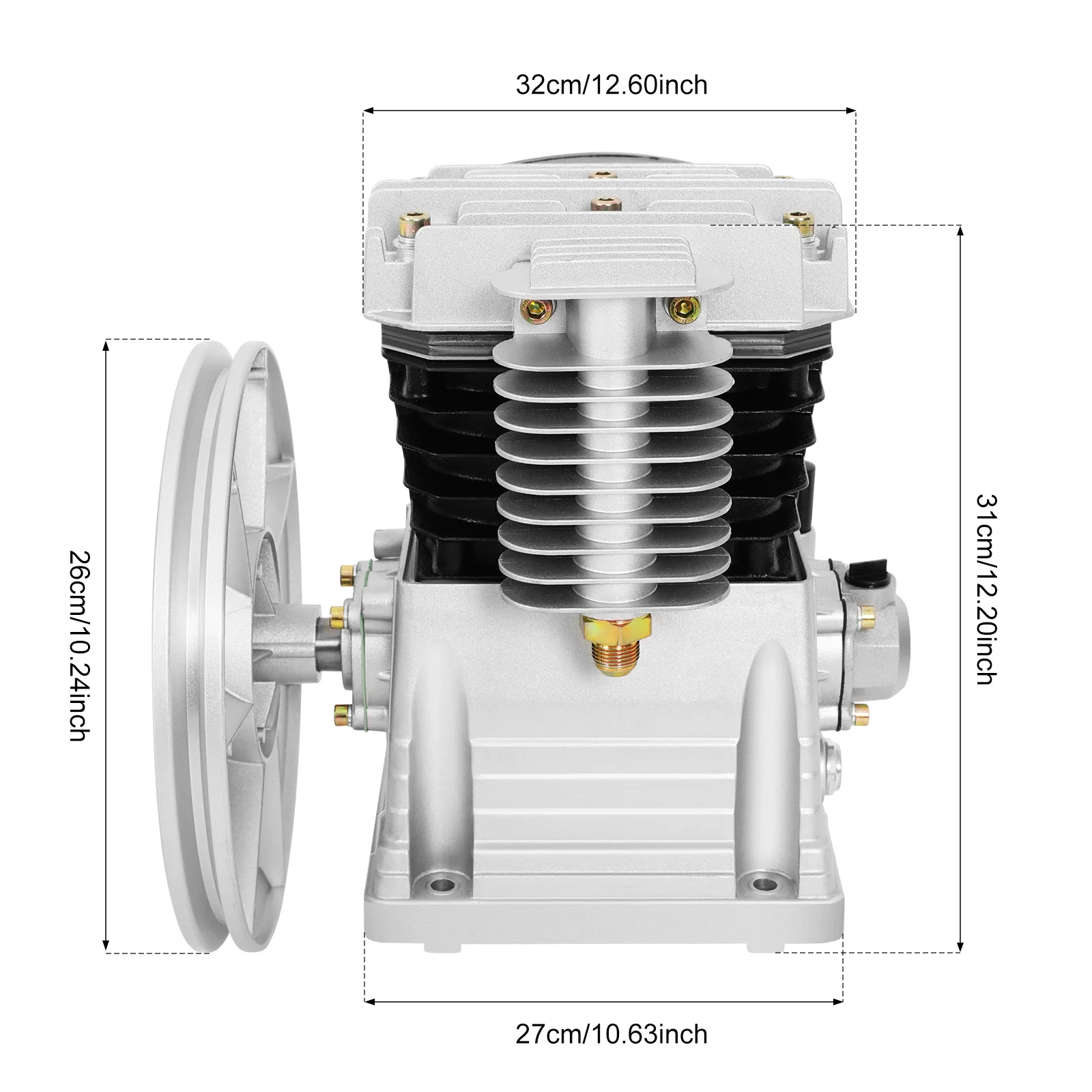 3HP Air Compressor Pump Head, Air Compressor Head with 2 Cylinders, 960RPM Air Compressor Head with Belt Pulley
3HP Air Compressor Pump Head, Air Compressor Head with 2 Cylinders, 960RPM Air Compressor Head with Belt Pulley