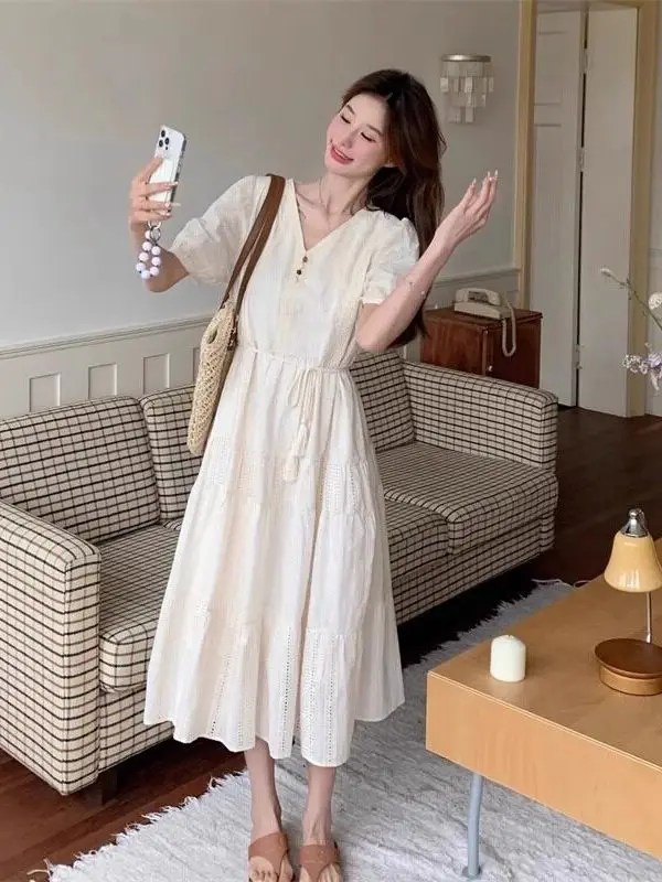 plus Size Women's V-Neck A-Line Dress Hollow out Summer Casual Long Dress Slimming High Waist Polyester Fiber Bubble Sleeve
plus Size Women's V-Neck A-Line Dress Hollow out Summer Casual Long Dress Slimming High Waist Polyester Fiber Bubble Sleeve