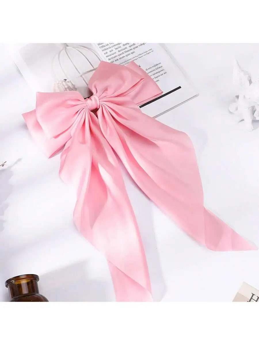 Large Satin Bow Hair Clip With Long Tail Ribbon For Women
Large Satin Bow Hair Clip With Long Tail Ribbon For Women