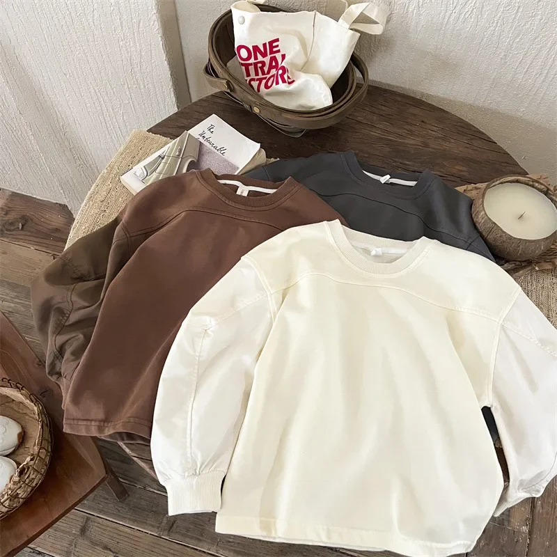 Children's Sweatshirt with Spliced Cotton Long Sleeved Top and Round Neck Pullover
Children's Sweatshirt with Spliced Cotton Long Sleeved Top and Round Neck Pullover