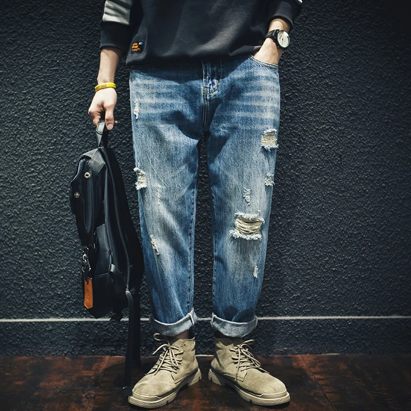 Trendy Men's Loose Fit Denim Jeans Fall Season Tear Wear Resistant Straight Leg Nine Point Large Size Harem Pants Casual Style
Trendy Men's Loose Fit Denim Jeans Fall Season Tear Wear Resistant Straight Leg Nine Point Large Size Harem Pants Casual Style