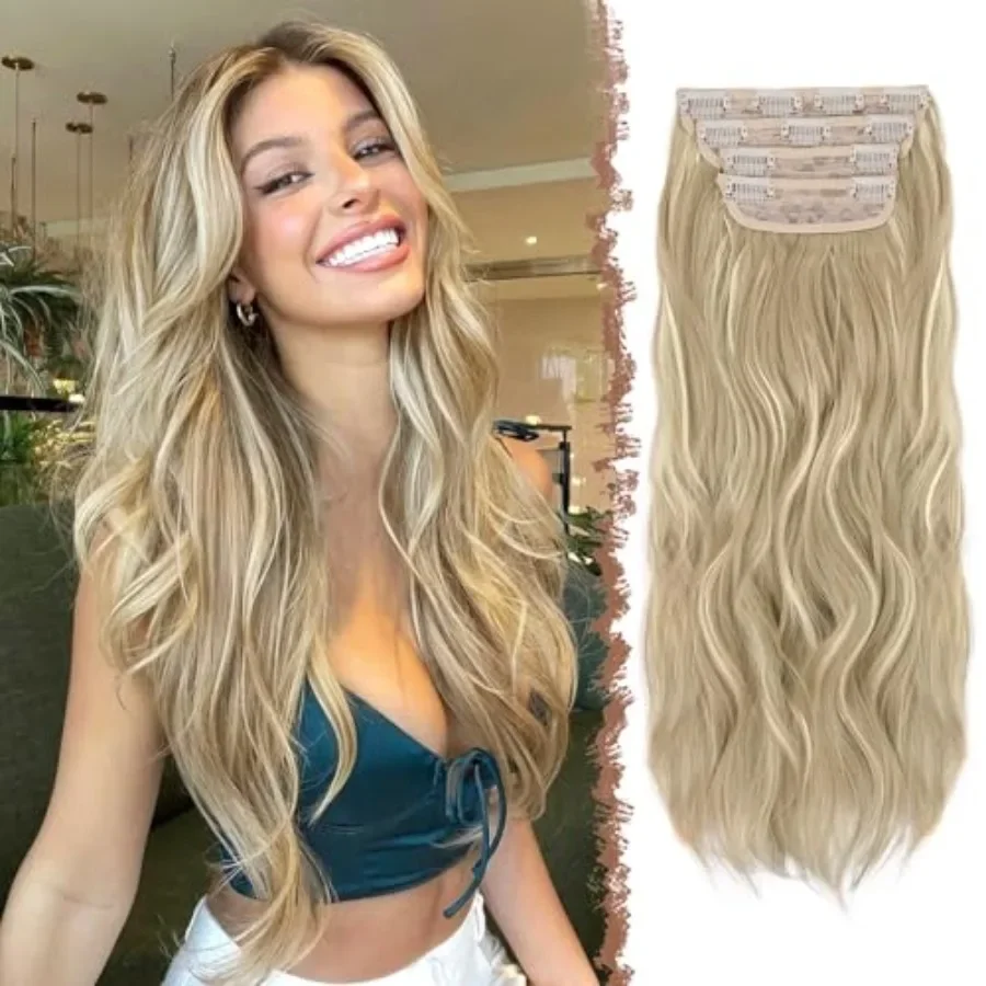 Clip in Hair Extensions for Women - 4 Pcs Thick Double Weft Long Wavy Soft Synthetic Blends Well Hair Extension, 20 inch Dirty
Clip in Hair Extensions for Women - 4 Pcs Thick Double Weft Long Wavy Soft Synthetic Blends Well Hair Extension, 20 inch Dirty