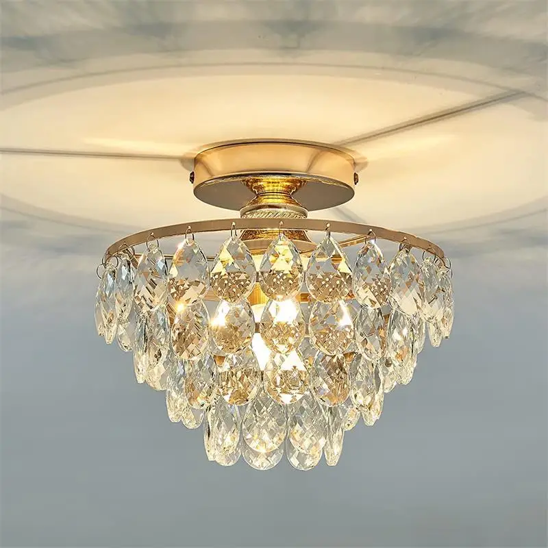 Modern E27Small Crystal Chandelier Semi-recessed Gold Ceiling Light Suitable for Hallway Bedroom Bathroom Wardrobe Bedroom Foyer
Modern E27Small Crystal Chandelier Semi-recessed Gold Ceiling Light Suitable for Hallway Bedroom Bathroom Wardrobe Bedroom Foyer