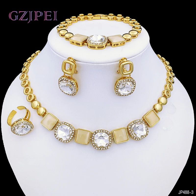 Italian Gold Plated Jewelry Set Opal Crystal Jewelry Necklace Earrings Ring Bracelet Wedding Party Accessories Vintage Elegance
Italian Gold Plated Jewelry Set Opal Crystal Jewelry Necklace Earrings Ring Bracelet Wedding Party Accessories Vintage Elegance