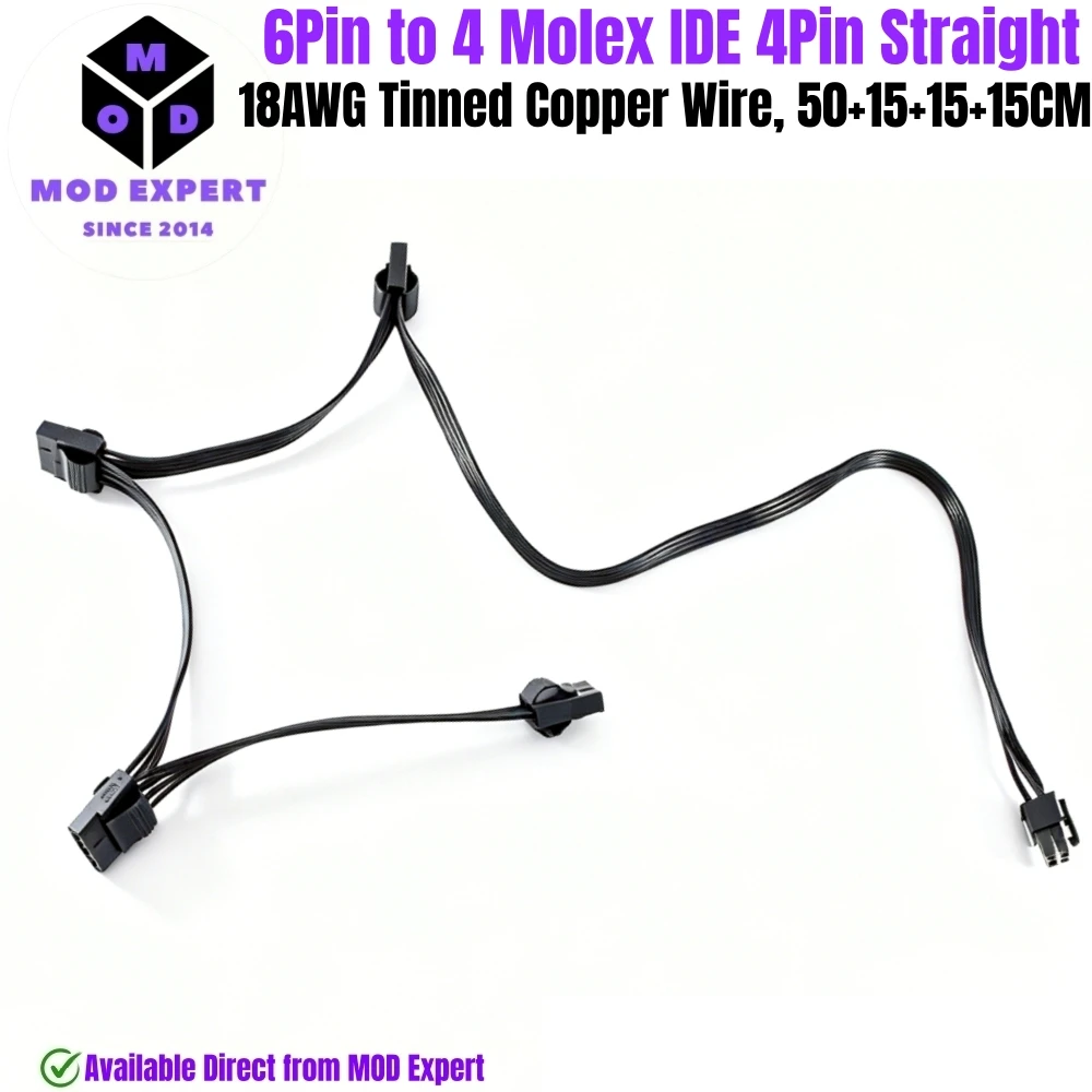 6Pin to 4x Molex 4Pin Straight, Perif PATA IDE Power Cable for Corsair AX1600i, AX1500i, AX1200i, AX860i, AX760i Modular Powers
6Pin to 4x Molex 4Pin Straight, Perif PATA IDE Power Cable for Corsair AX1600i, AX1500i, AX1200i, AX860i, AX760i Modular Powers