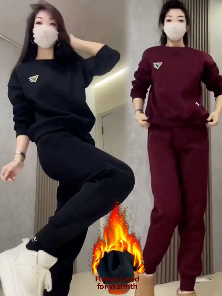 Thiened Fce повседневный комплект для женщин, теплый свитер, спортивные штаны, костюм из двух предметов, осенне-зимний новый удобный дышащий комплект
Thiened Fce повседневный комплект для женщин, теплый свитер, спортивные штаны, костюм из двух предметов, осенне-зимний новый удобный дышащий комплект