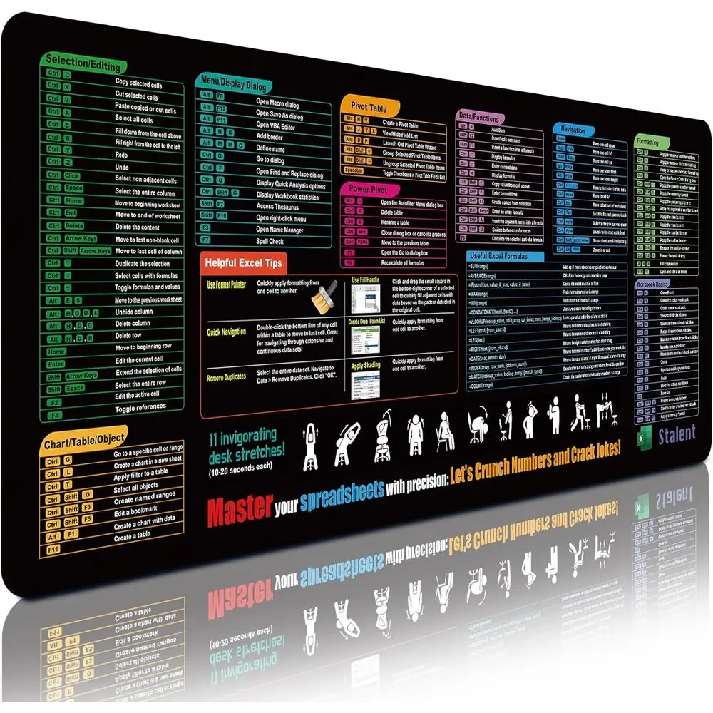 Large Waterproof Mouse Pad - 200+ Excel Shortcuts & Formulas Desk Mat for PC Users, Accountants, Data Analysts & Students
Large Waterproof Mouse Pad - 200+ Excel Shortcuts & Formulas Desk Mat for PC Users, Accountants, Data Analysts & Students