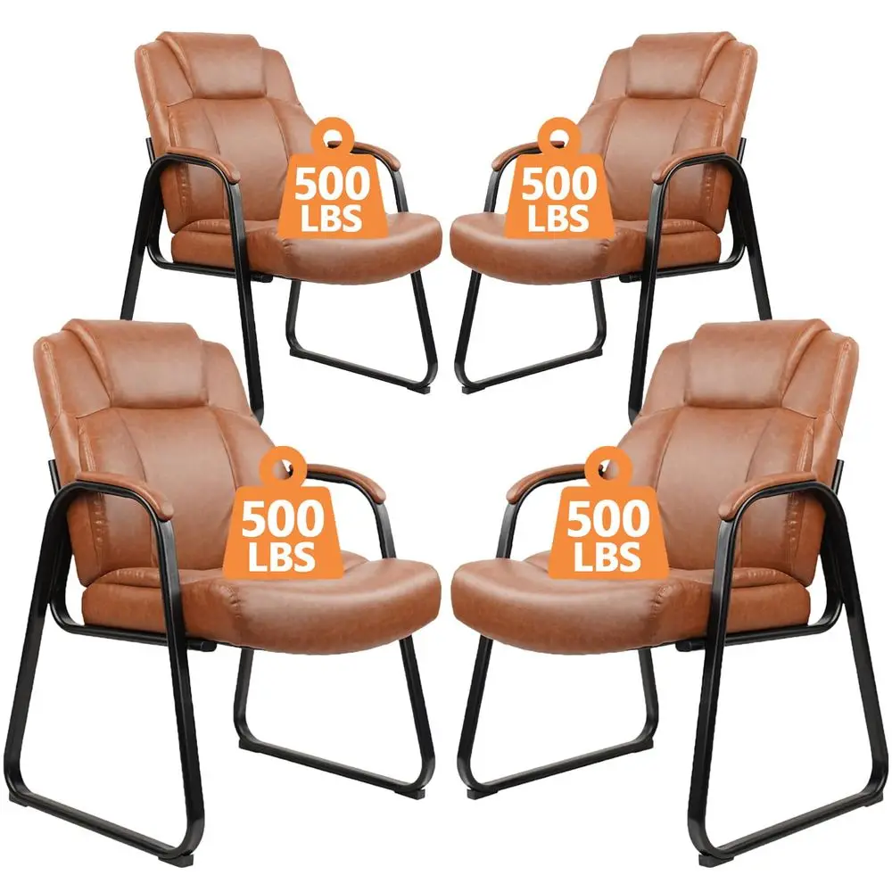 Guest Chair Big amp Tall 500 lbs, PU Leather Office Reception Chairs, Sled Base, No Wheels, Brown, Set of 4 for Waiting Room, C
Guest Chair Big amp Tall 500 lbs, PU Leather Office Reception Chairs, Sled Base, No Wheels, Brown, Set of 4 for Waiting Room, C