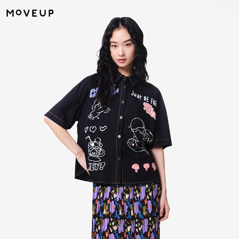 MOVEUP Fashion Short Sleeved Lapel Shirt 2026 Summer New Cotton Fun Cartoon Print Curved Hem Casual Shirt For Women 3ELX20413
MOVEUP Fashion Short Sleeved Lapel Shirt 2026 Summer New Cotton Fun Cartoon Print Curved Hem Casual Shirt For Women 3ELX20413