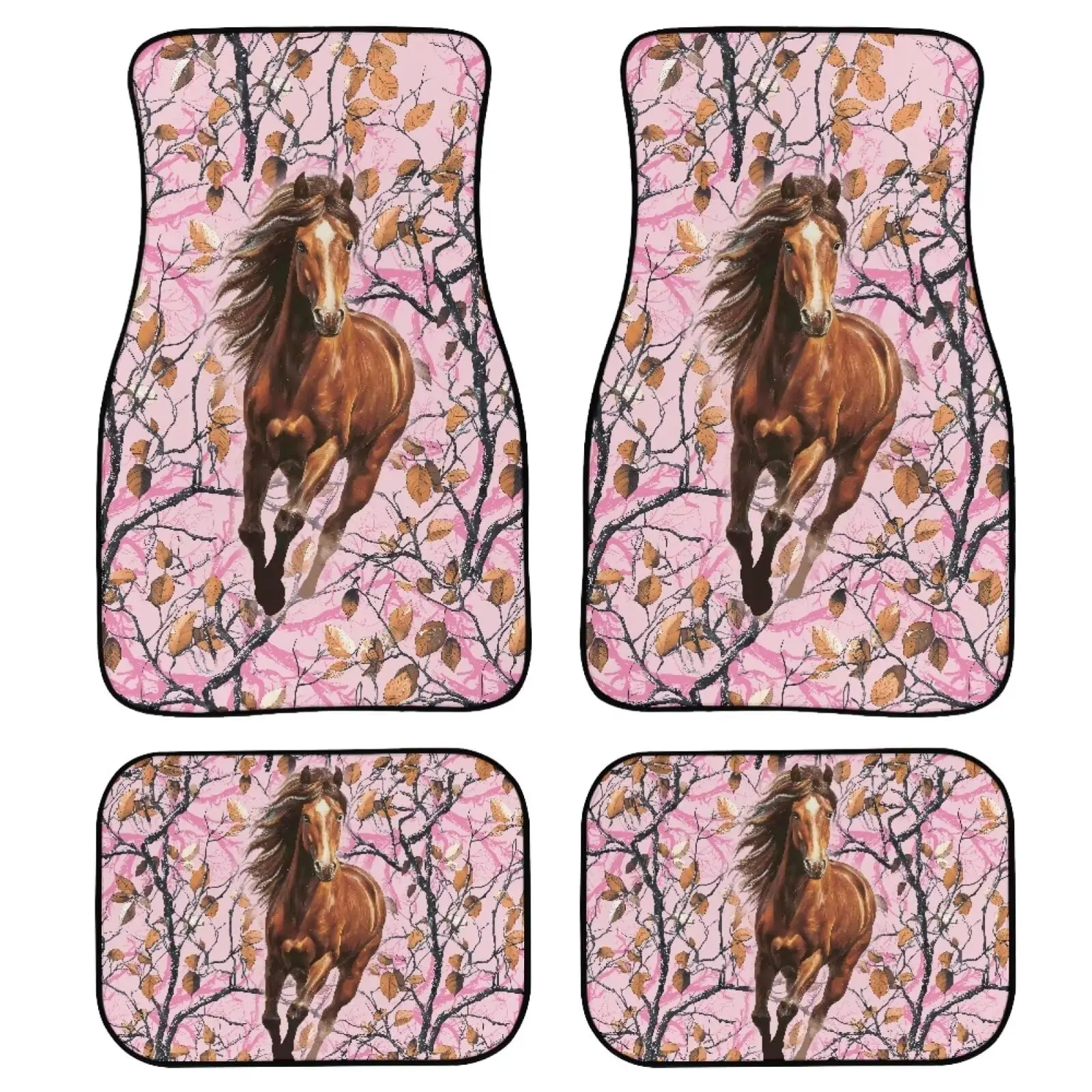 4-Piece Heavy Duty Rubber Car Floor Mats Set Universal Fit All-Weather With Pink Camo Horse Design For Sedan SUV Truck
4-Piece Heavy Duty Rubber Car Floor Mats Set Universal Fit All-Weather With Pink Camo Horse Design For Sedan SUV Truck
