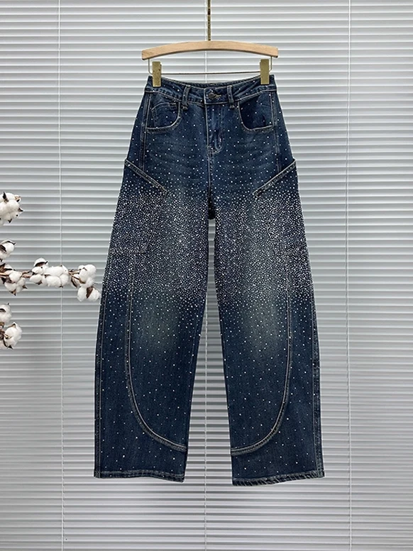 Heavy Du iny Diamond High Waist Wide Leg Jeans Women's Faion Commute Sle Denim Pants Autumn Season Ladies Wear
Heavy Du iny Diamond High Waist Wide Leg Jeans Women's Faion Commute Sle Denim Pants Autumn Season Ladies Wear