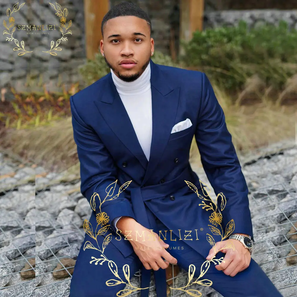 SZMANLIZI Navy Blue Double Breasted Men Suits Costume Homme Groom Wedding Tuxedo Slim Fit Terno Masculino Prom Blazer Pant Belt
SZMANLIZI Navy Blue Double Breasted Men Suits Costume Homme Groom Wedding Tuxedo Slim Fit Terno Masculino Prom Blazer Pant Belt