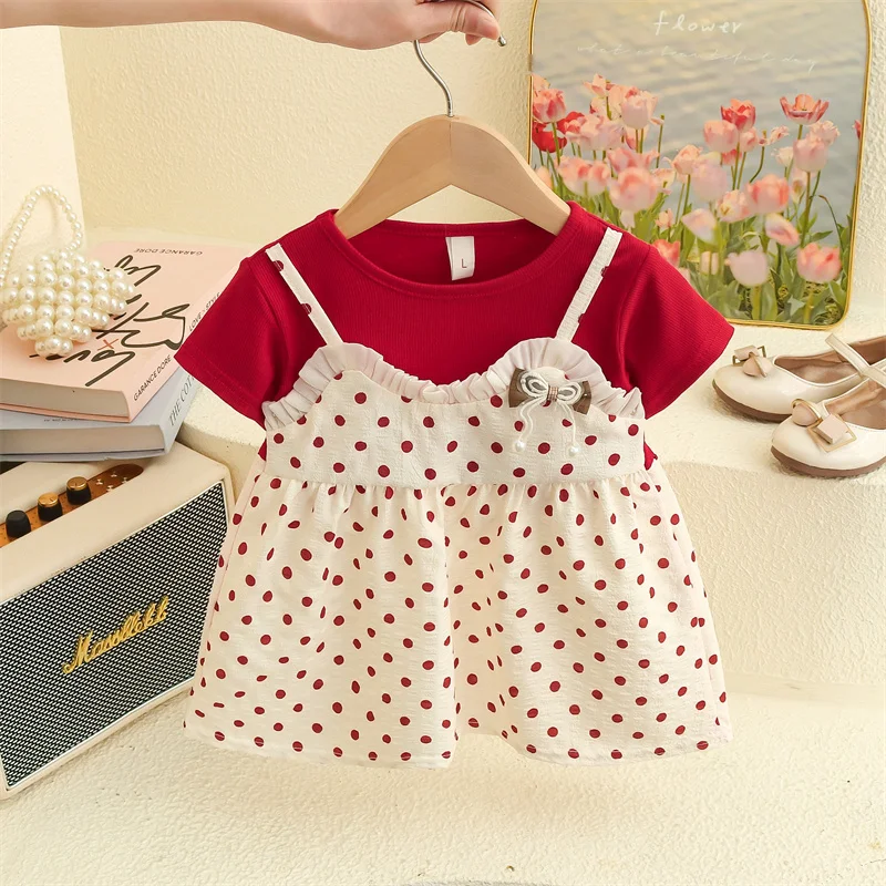 Summer New Baby Girl Polka Dot Dress Cute Fake Two Piece Short Sleeved Children'S Clothing (6-24 Months)
Summer New Baby Girl Polka Dot Dress Cute Fake Two Piece Short Sleeved Children'S Clothing (6-24 Months)
