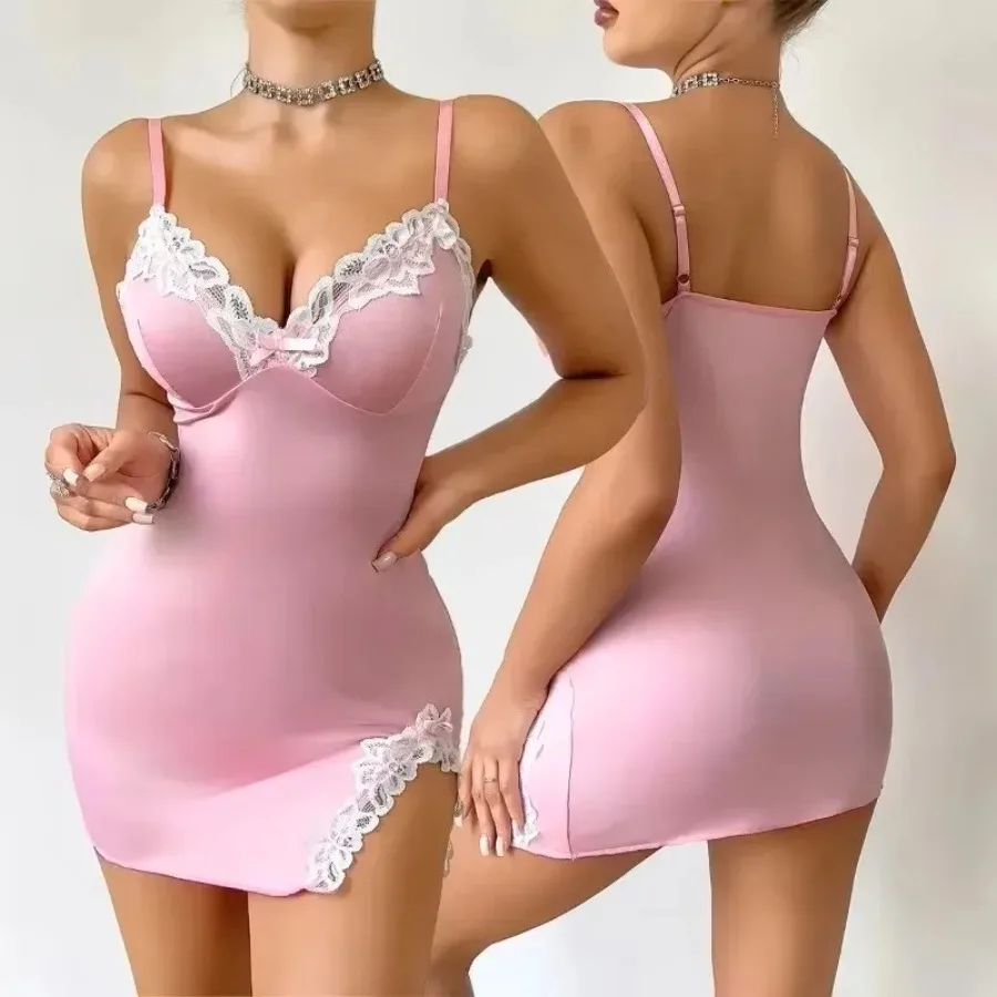 Summer hot Women Nightdress Seductive Pink Deep V Sleeveless Fashion Lace Sleep Pajamas Dress Ladies Lingerie Nightgown Homewea
Summer hot Women Nightdress Seductive Pink Deep V Sleeveless Fashion Lace Sleep Pajamas Dress Ladies Lingerie Nightgown Homewea